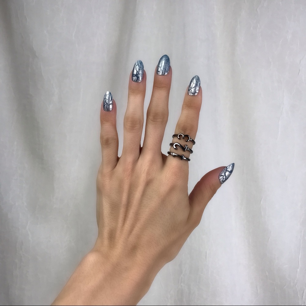 🚫SOLD🚫 NWOT 1 2 3 Dark Silver Number Stacking Rings Minimalist Size 6 Gunmetal - Picture 12 of 13